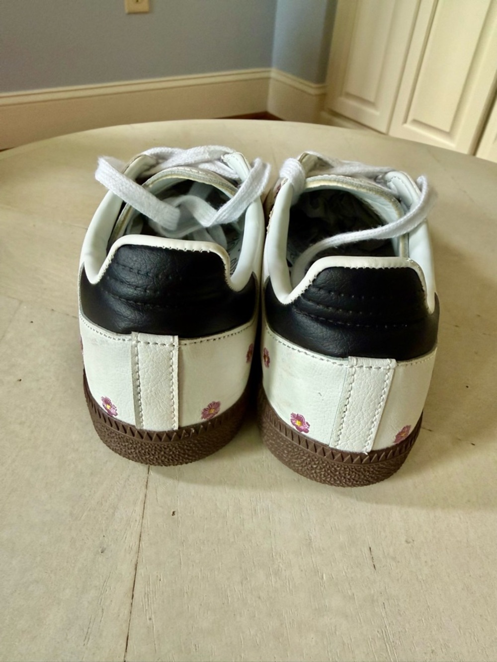 adidas Samba White with Black Stripes and Brown Sole - Picture 3 of 9